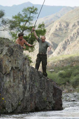 Putin on vacation: Russia's Prime Minister Vladimir Putin fishes in southern Siberia