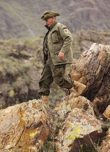 Putin on vacation: Russian Prime Minister Vladimir Putin walks during his vacation