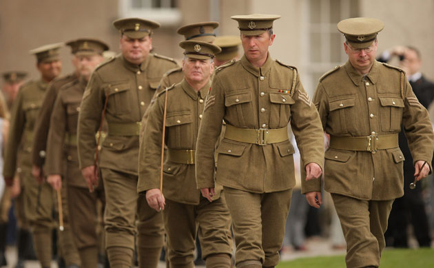 Harry Patch funeral: Men dressed as First World War soldiers for the funeral of Harry Patch