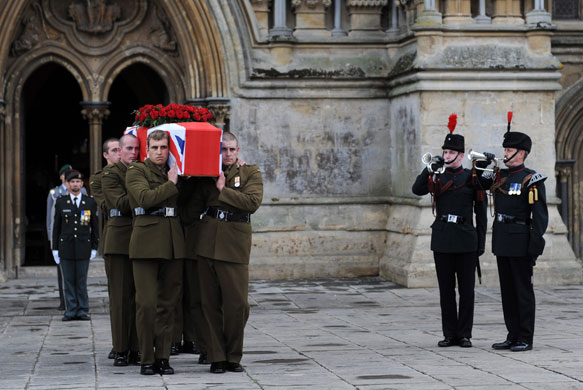 Harry Patch funeral: Soldiers from The Rifles carry the coffin of Harry Patch