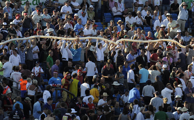 Friday Test: Fans on The Western Terrace build a Beer Snake
