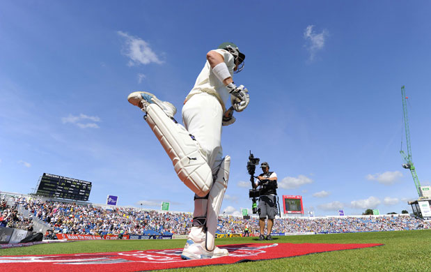 Tom Ashes 4th test day 2: Marcus North comes out to a bat on a beautiful morning in Leeds.
