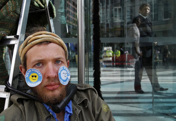 Climate camp: 1 September: A Camp for Climate Change demonstrator protests 