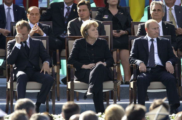 ww II anniversary: Tusk,Merkel and Putin at Westerplatte
