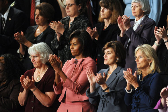 Barack Obama healthcare: First Lady Michelle Obama with Vicky Kennedy and Jill Biden
