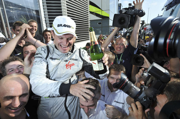 Italian Grand Prix 2009: Rubens Barrichello celebrates victory
