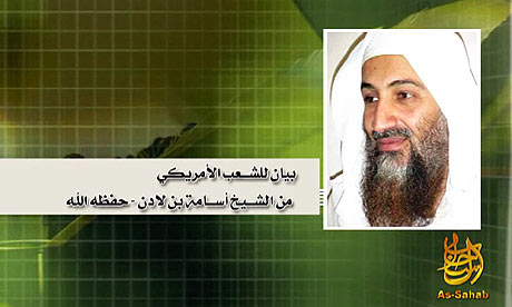 Still image of Osama bin Laden on the recording released by al-Qaida