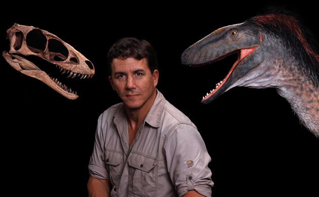 Palaeontologist Paul Sereno and 'tiny T-rex'