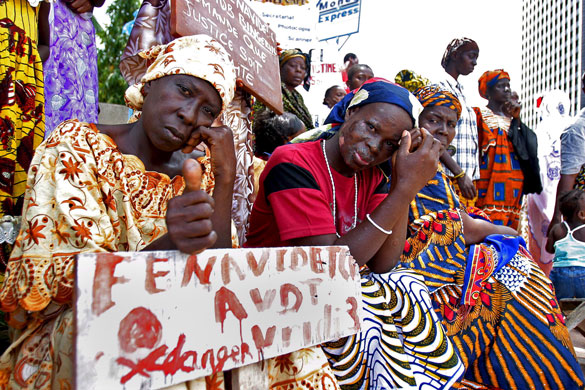 Week in Business: Women exposured to Trafigura toxic waste protesting in August 2006.
