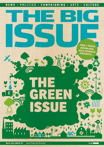 The Big Issue: Front cover of The Big Issue - The green issue. May 2001