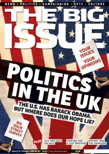 The Big Issue: Front cover of The Big Issue - Politics issue. January 2009