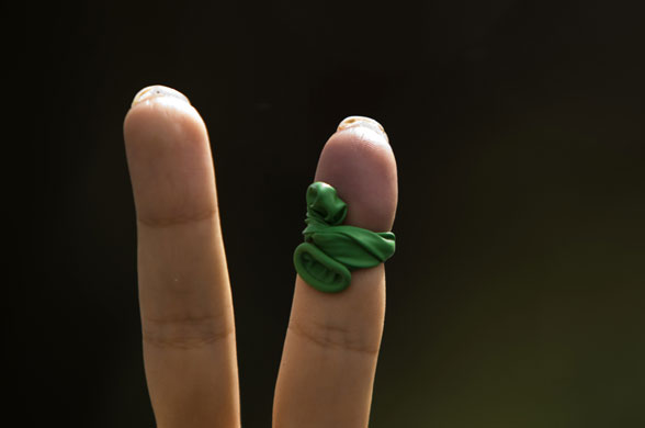 iran protests : oppostion Supporteshows victory sign in Tehran