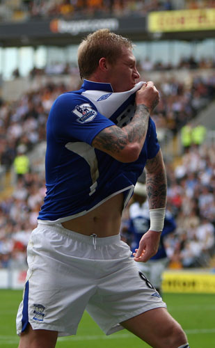 Saturday Premiership : Birmingham City substitute Garry O'Connor celebrates scoring against Hull