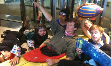 Camp for Climate Action protestors kayaking in front of DECC, London