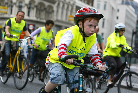 London's Skyride: A boy participates in the Skyride