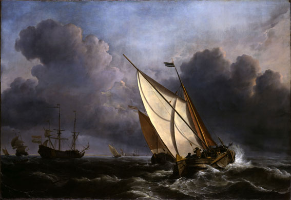 Turner and the Masters: A Rising Gale (1672) by Willem Van de Velde the Younger