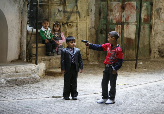 21 September 2009: Hebron, West Bank: Children stage