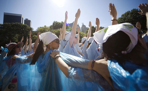 Climate Week in New York: Oxfam  gathering  in Central Park  as a part of the 