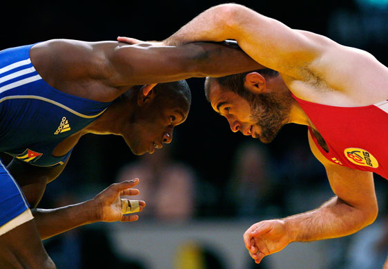 World Wrestling Champs: Geandri Garzon and Albert Batyrov try and read their opponent's next move