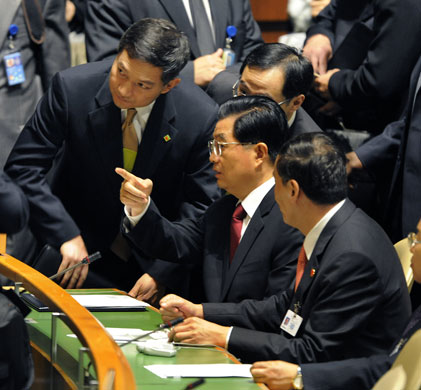 UN Summit: Hu Jintao during the Summit on Climate Change at the United Nations