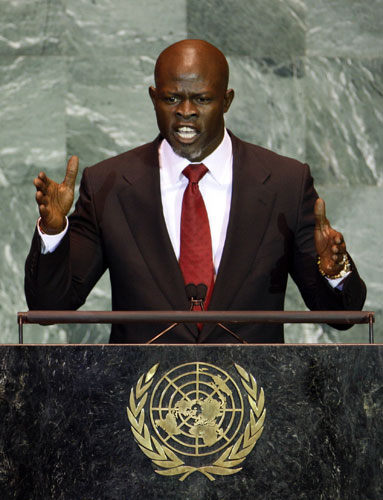 UN Summit: Actor Djimon Hounsou speaks during the opening