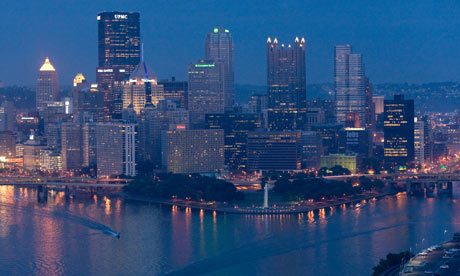 The skyline of downtown Pittsburgh, Pennsylvania.