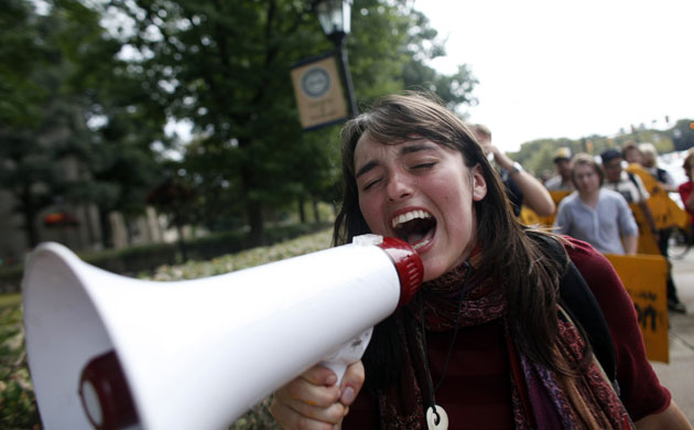 Protest G20 Pittsburgh: Demonstrators protest G20 Pittsburgh Summit in Pittsburgh, Pennsylvania