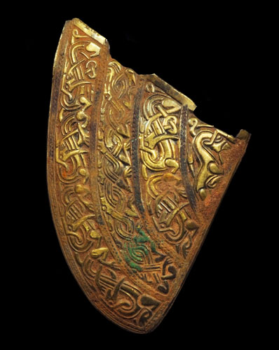 Staffordshire hoard: Gold helmet cheek piece 