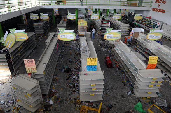 Honduras: A looted supermarket in Tegucigalpa, Honduras
