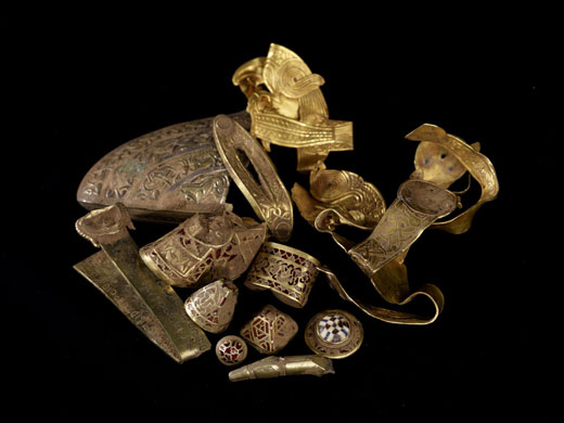 Staffordshire hoard: Cheek piece, fittings and zoomorphic mount