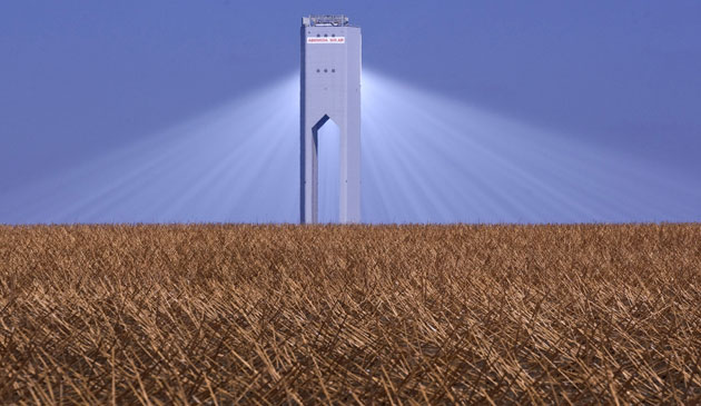24 hours in pictures: Sanlucar la Mayor,Spain: The new PS20 solar tower 