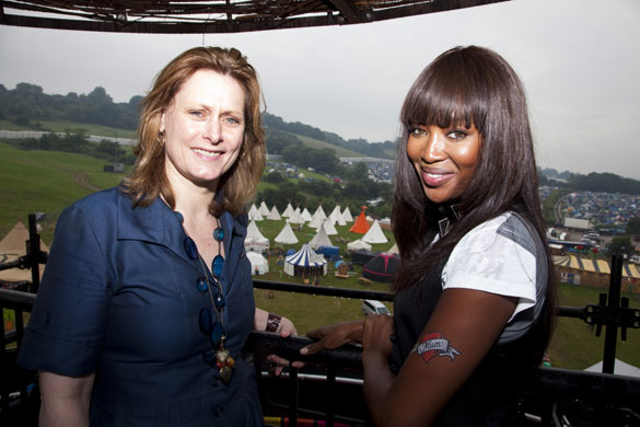 Sarah Brown: with Naomi Campbell at Glastonbury Festival 2009