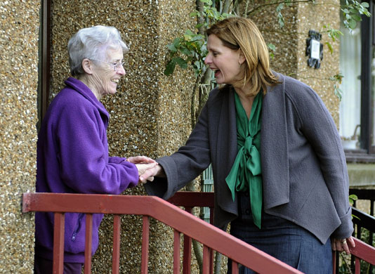 Sarah Brown: speaks to resident as she canvasses support in Cardenden