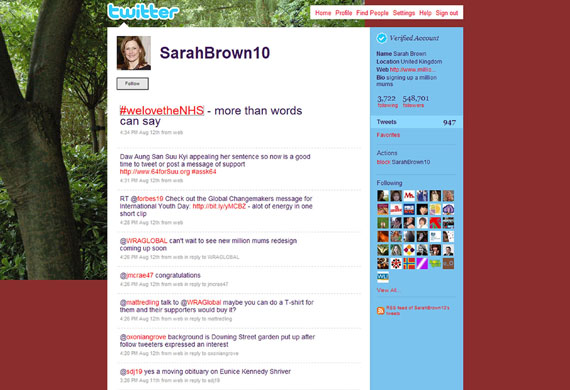 Sarah Brown: defending the NHS on Twitter