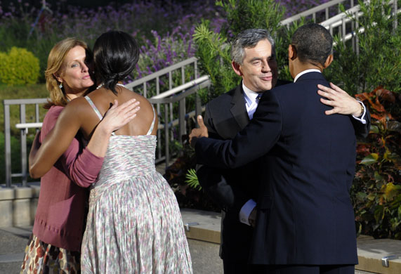 Sarah Brown: 2009: Barack Obama and First Lady Michelle welcome Sarah and Gordon Brown