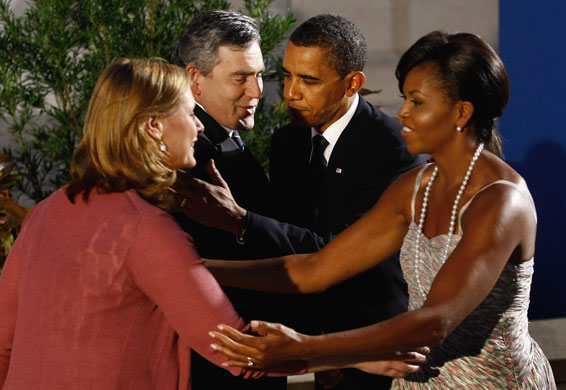 The wives of G20 leaders: Gordon Brown and his wife Sarah