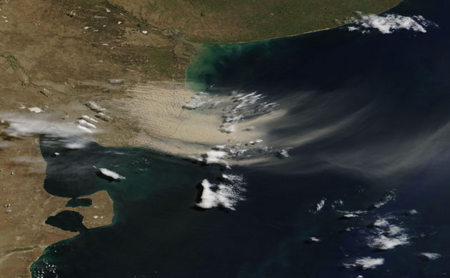 Dust storm: dust storm over Drought-ravaged Patagonia , Argentina