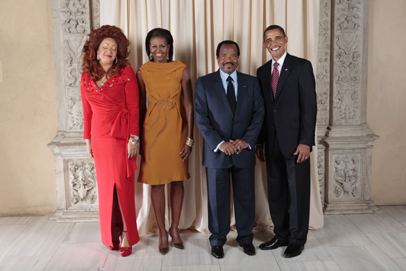 Obama and leaders at UN: Obama with President of the Republic of Cameroon
