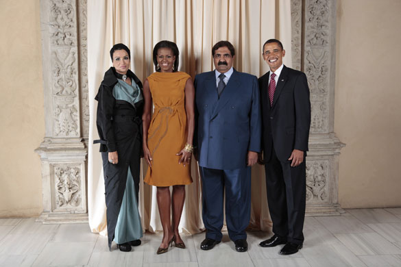 Obama and leaders at UN: Obama with Emir of the State of Qatar