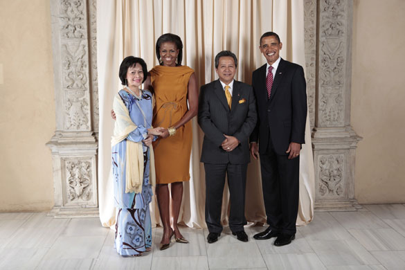 Obama and leaders at UN: Obama with Minister of Foreign Affairs of Malaysia