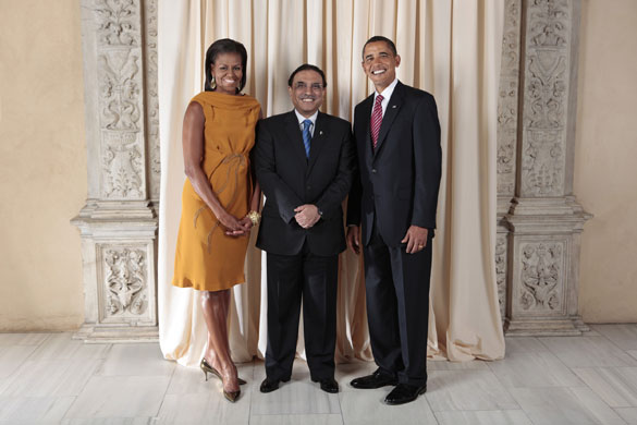 Obama and leaders at UN: Obama with Asif Ali Zardari President of the Islamic Republic of Pakistan