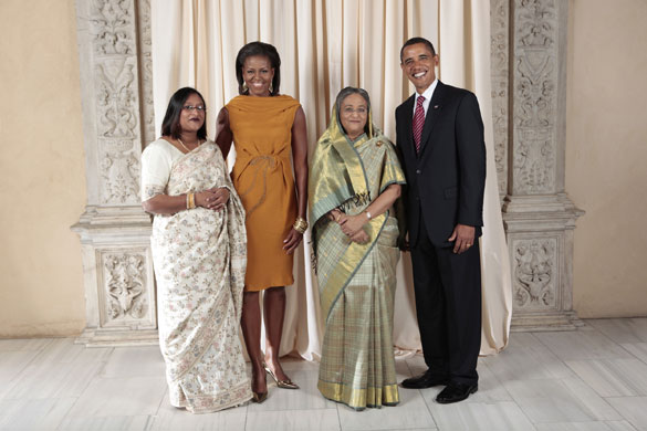 Obama and leaders at UN: Obama with prime Minister of Bangladesh
