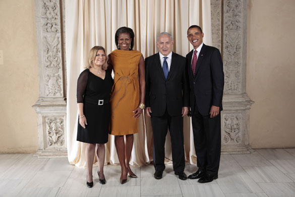 Obama and leaders at UN: Obama with Benjamin Netanyahu