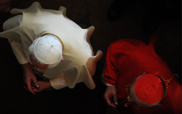 24 hours in pictures: Prague, Czech Republic: Pope Benedict XVI visits a church
