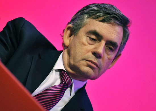 Labour Party conference: Gordon Brown listens on stage during the annual Labour Party Conference
