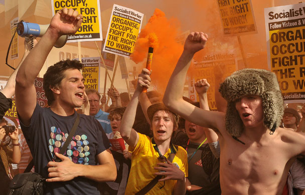 Labour Party conference: Protestors chant slogans outside the Brighton Centre 