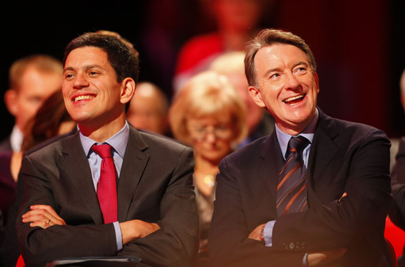 Labour Party Conference: Foreign Secretary David Miliband with Business Secretary Lord Mandelson 