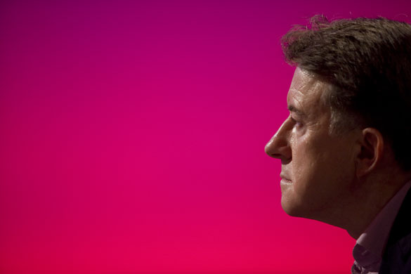 Labour party conference: Business Secretary Peter Mandelson on the conference platform