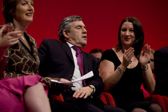 Labour party conference: Gordon Brown is applauded during a Q&A session