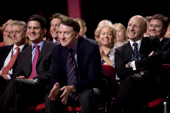 Labour party conference: David Milliband, Peter Mandelson and Liam Byrne